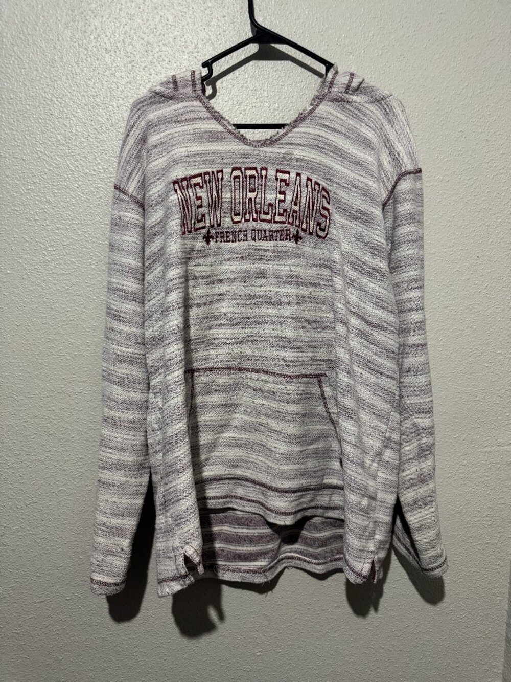 U.S. Vintage New Orleans French Quarter Striped Hoodie Pullover XL